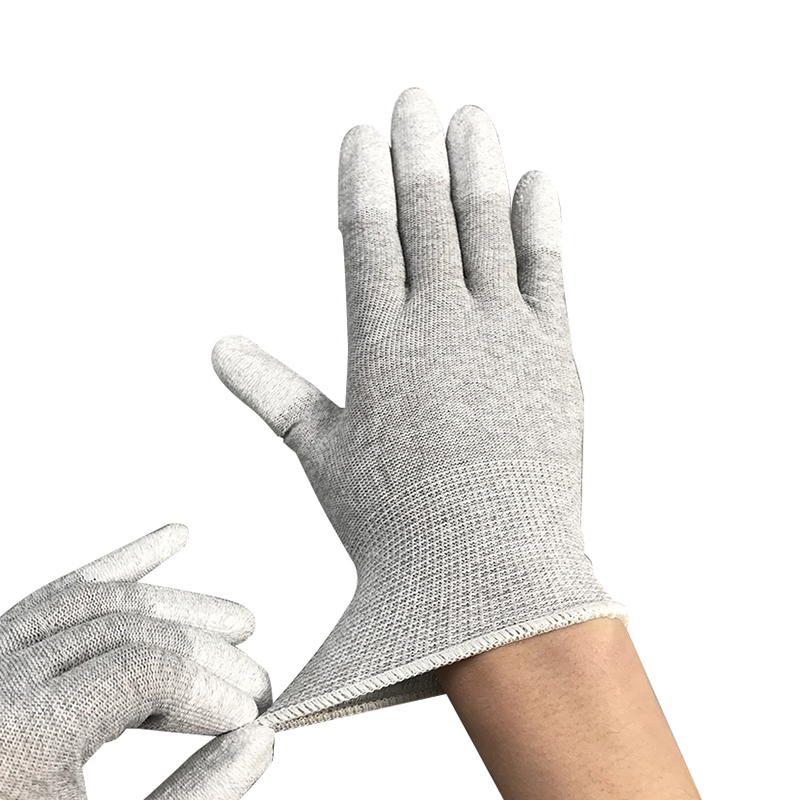 Ugljična vlakna najlon esd prst PU presvučena rukavica
