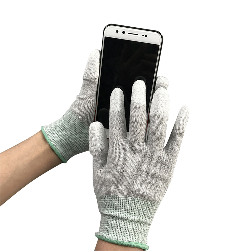 Ugljična vlakna najlon esd prst PU presvučena rukavica